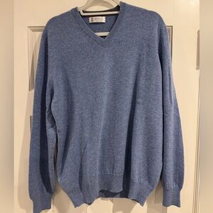 Brunello Cucinelli Light Blue V-Neck Sweater